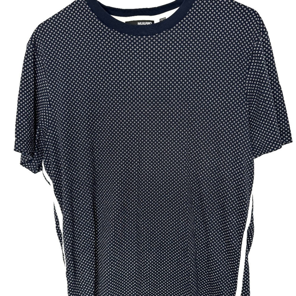 MURANO liquid luxury 100% cotton t-shirt dark blue color with small patterns